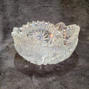 VTG. L. E. Smith Iridescent Clear Glass Bowl 'Comet in the Stars'